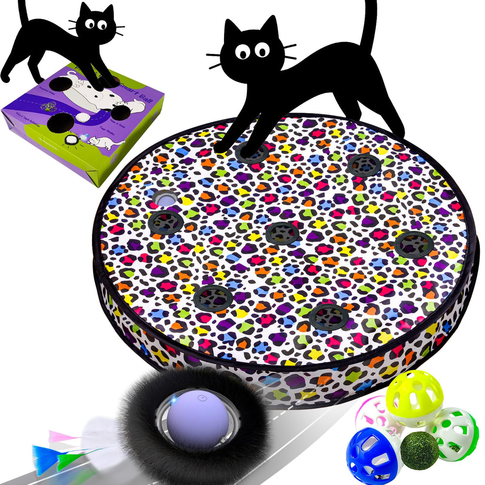 ORSDA bola interactiva en movimiento para gatos, laberinto de 7 agujeros para juego activo.