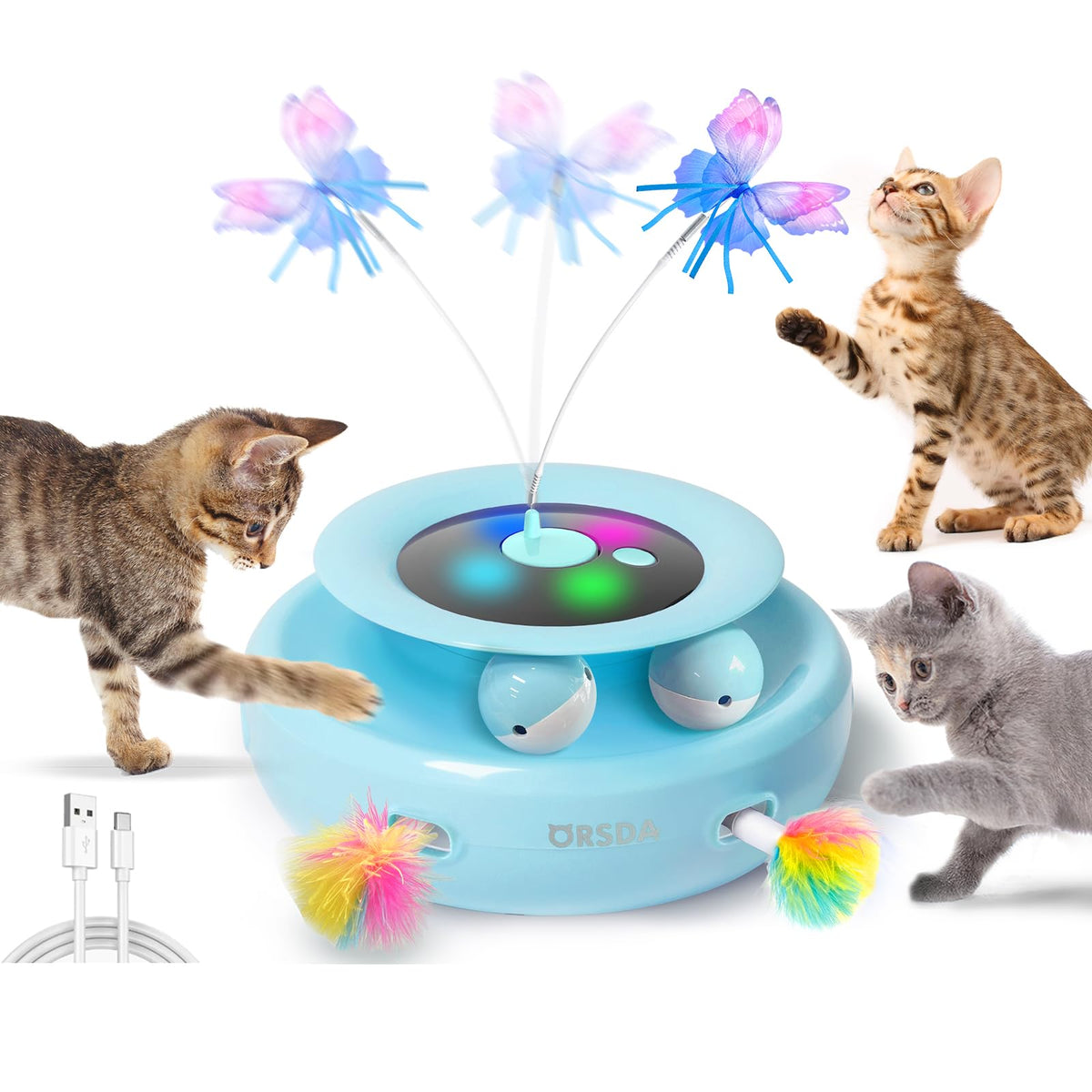 ORSDA Gato Emboscada Pluma: estimula instintos de caza con plumas moviéndose