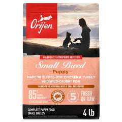 ORIJEN alimento seco para cachorros de razas pequeñas, apoyo al desarrollo.