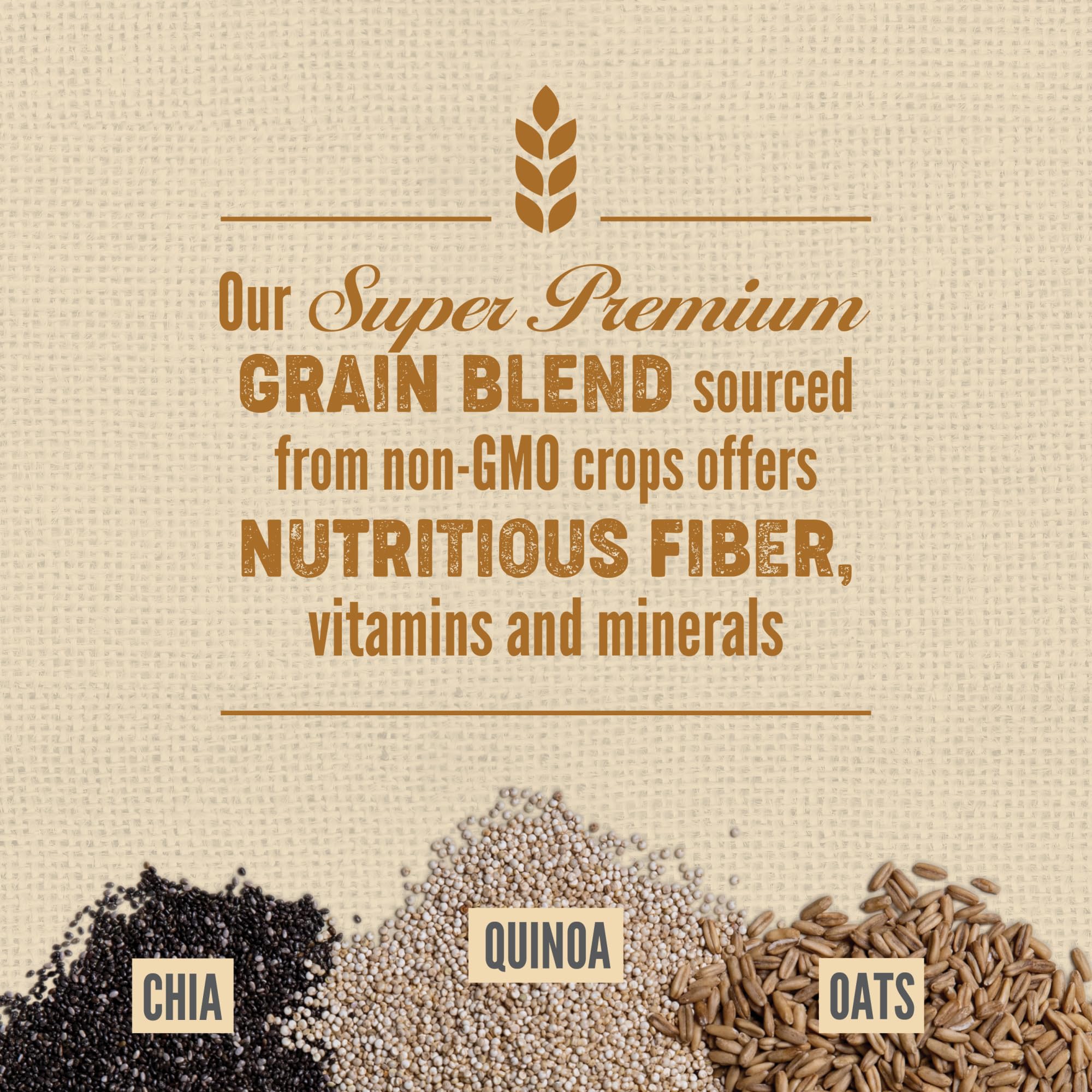 ORIJEN Amazing Grains: omega-3 para piel y pelaje saludable.
