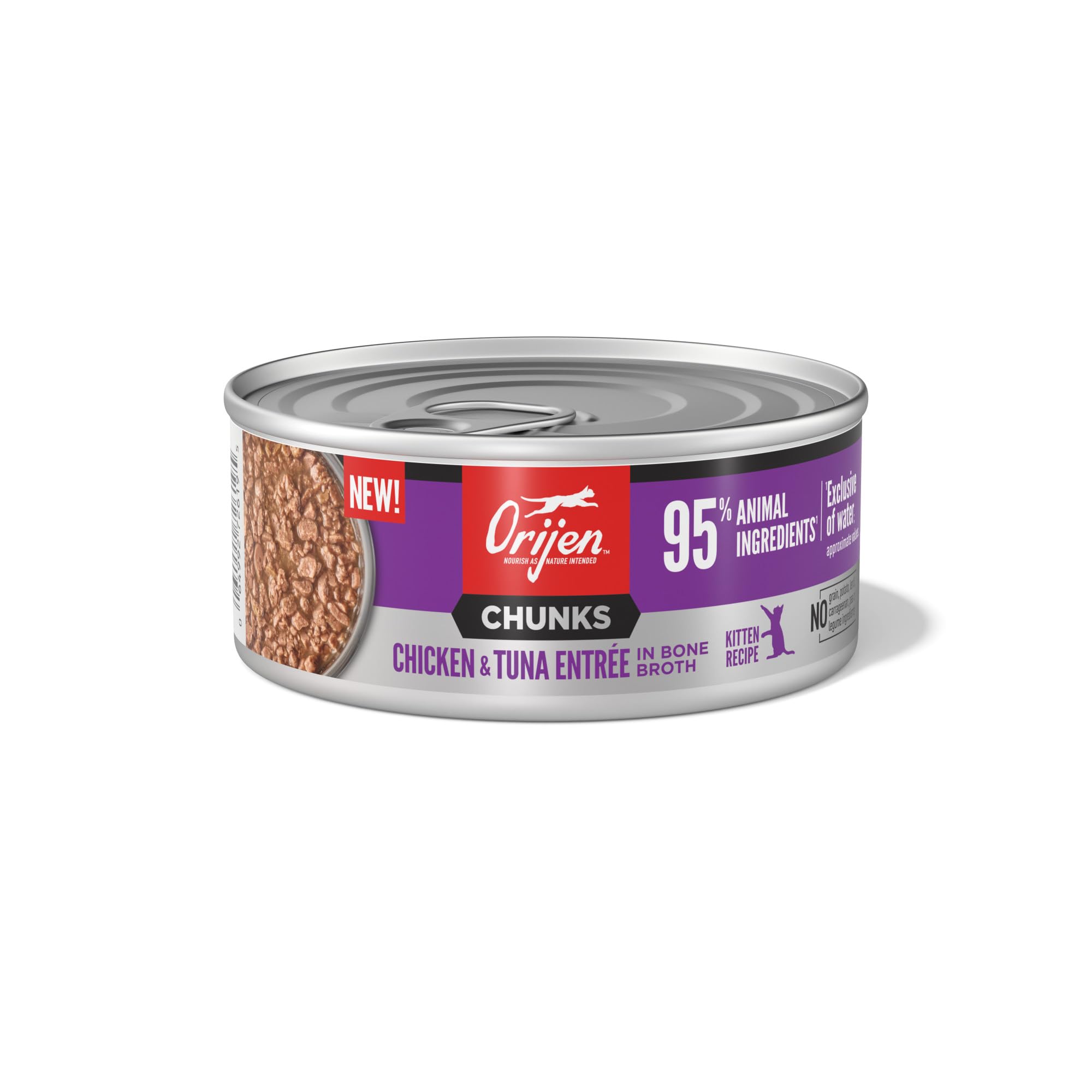 ORIJEN Chunks Shreds primeros ingredientes animales con pollo y atún