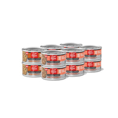 ORIJEN Chunks & Shreds Receta Salmón y Pollo, lata de 3oz, sabor marino y aviar