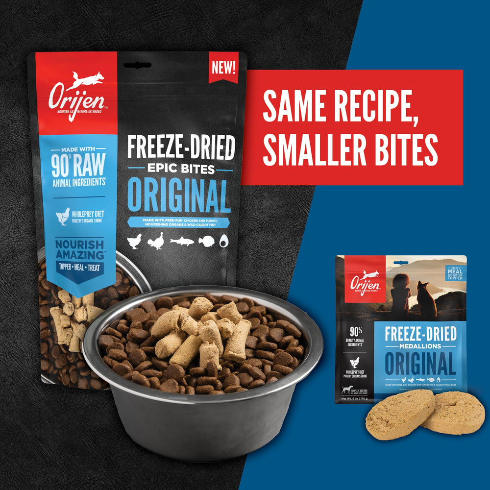 ORIJEN Epic Bites: sabores-aromados, snack sabroso para perros