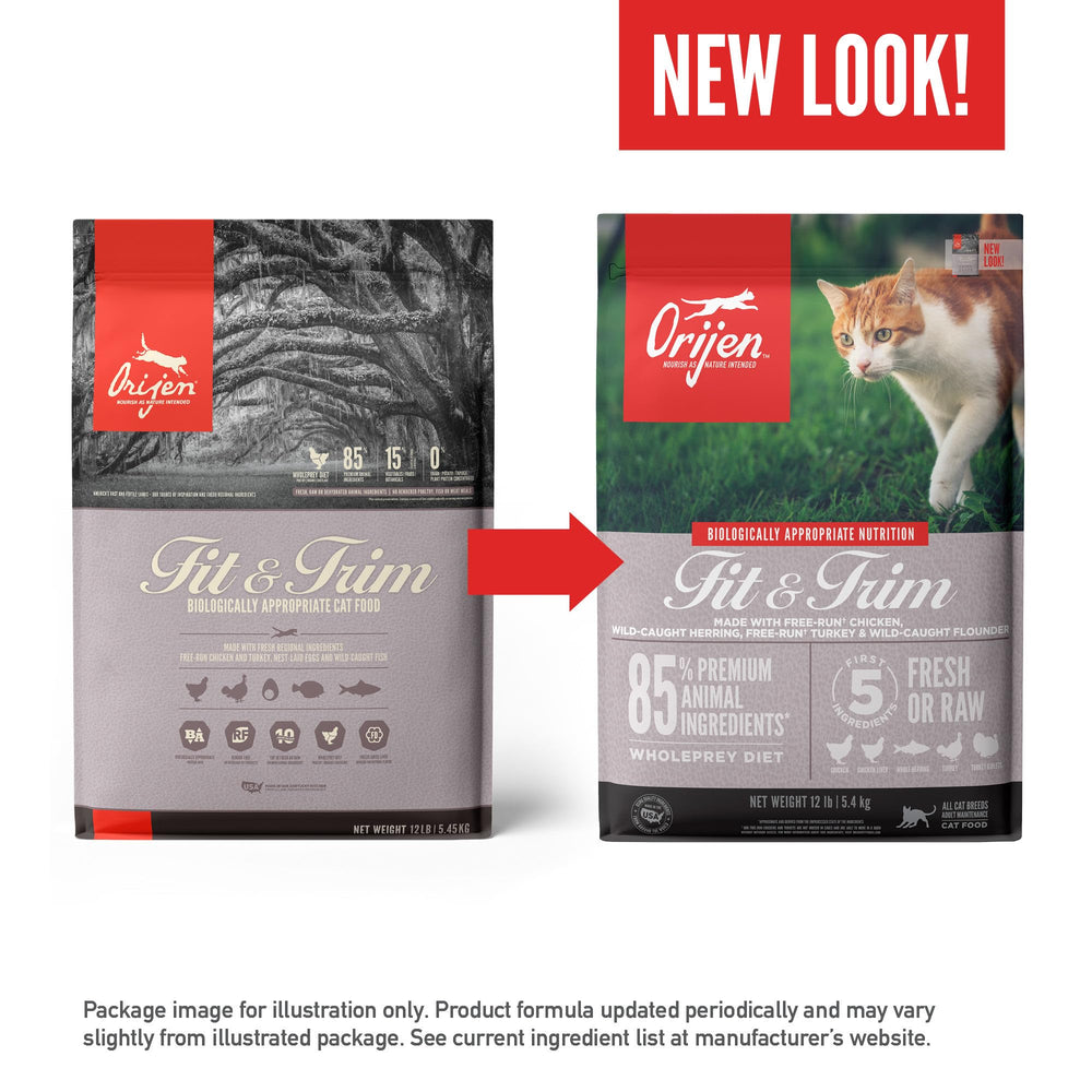 ORIJEN Fit & Trim fórmula premium sin granos para gatos modernos