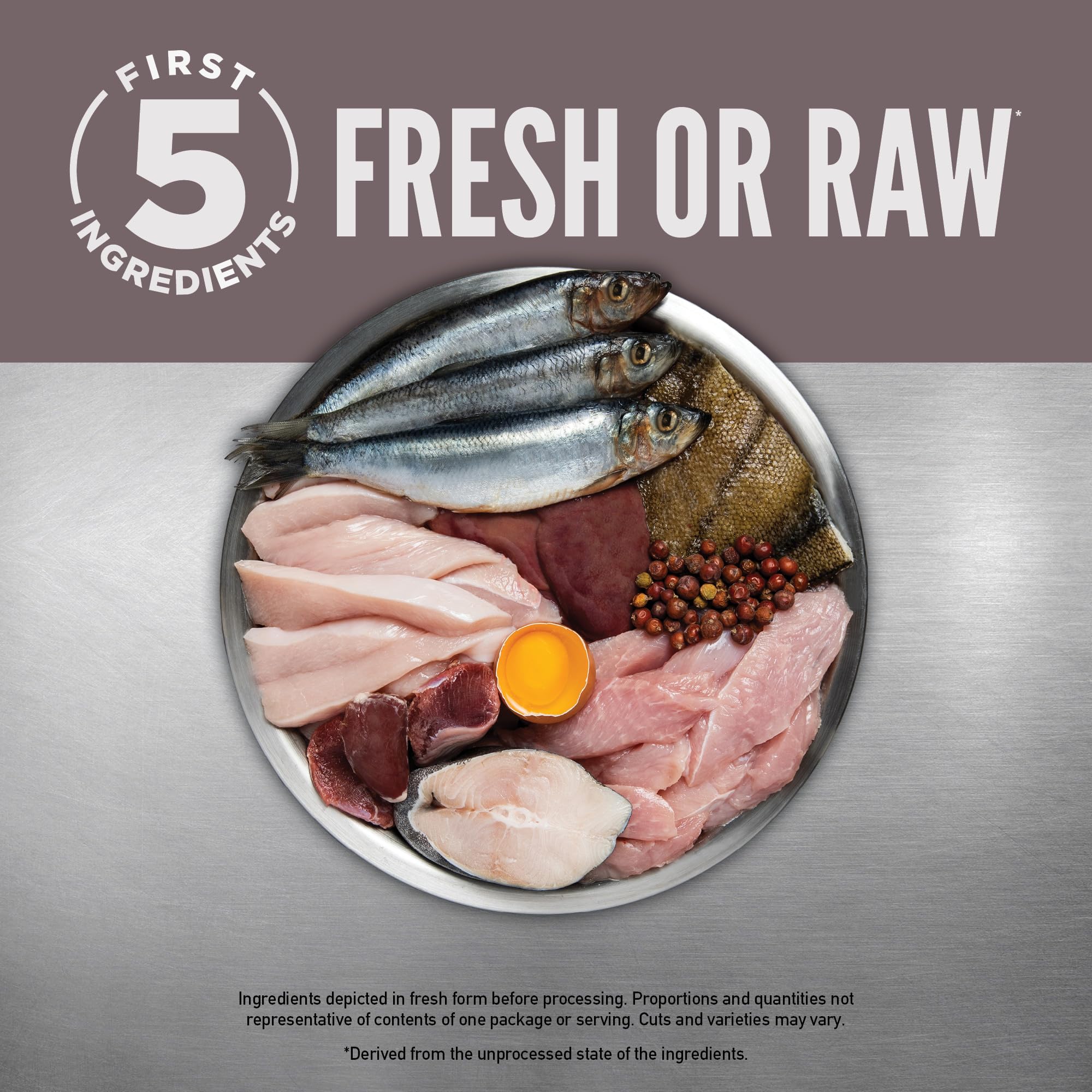 ORIJEN Fit & Trim, primeros cinco ingredientes frescos y crudos