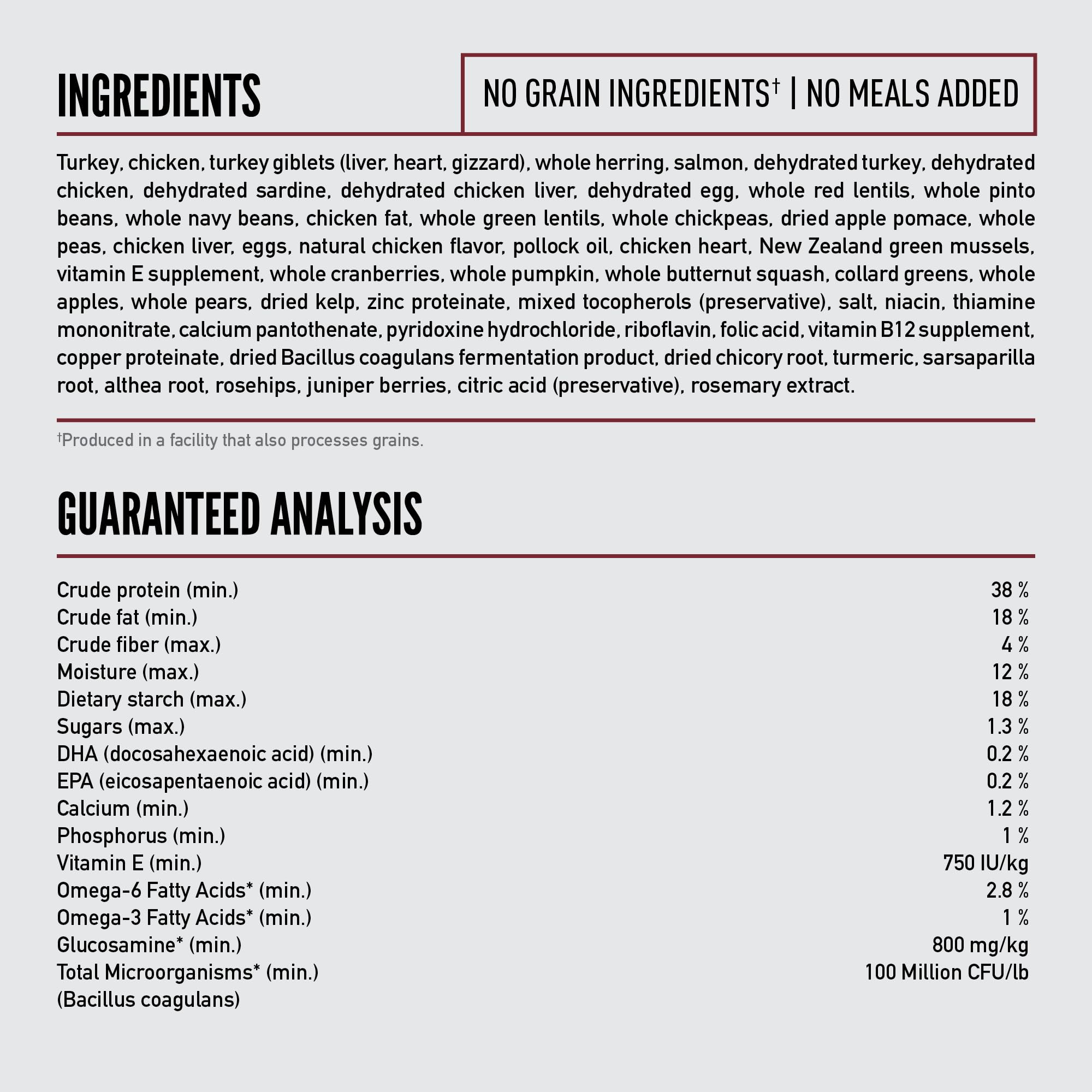 ORIJEN ingredientes frescos refrigerados y procesados en EEUU.