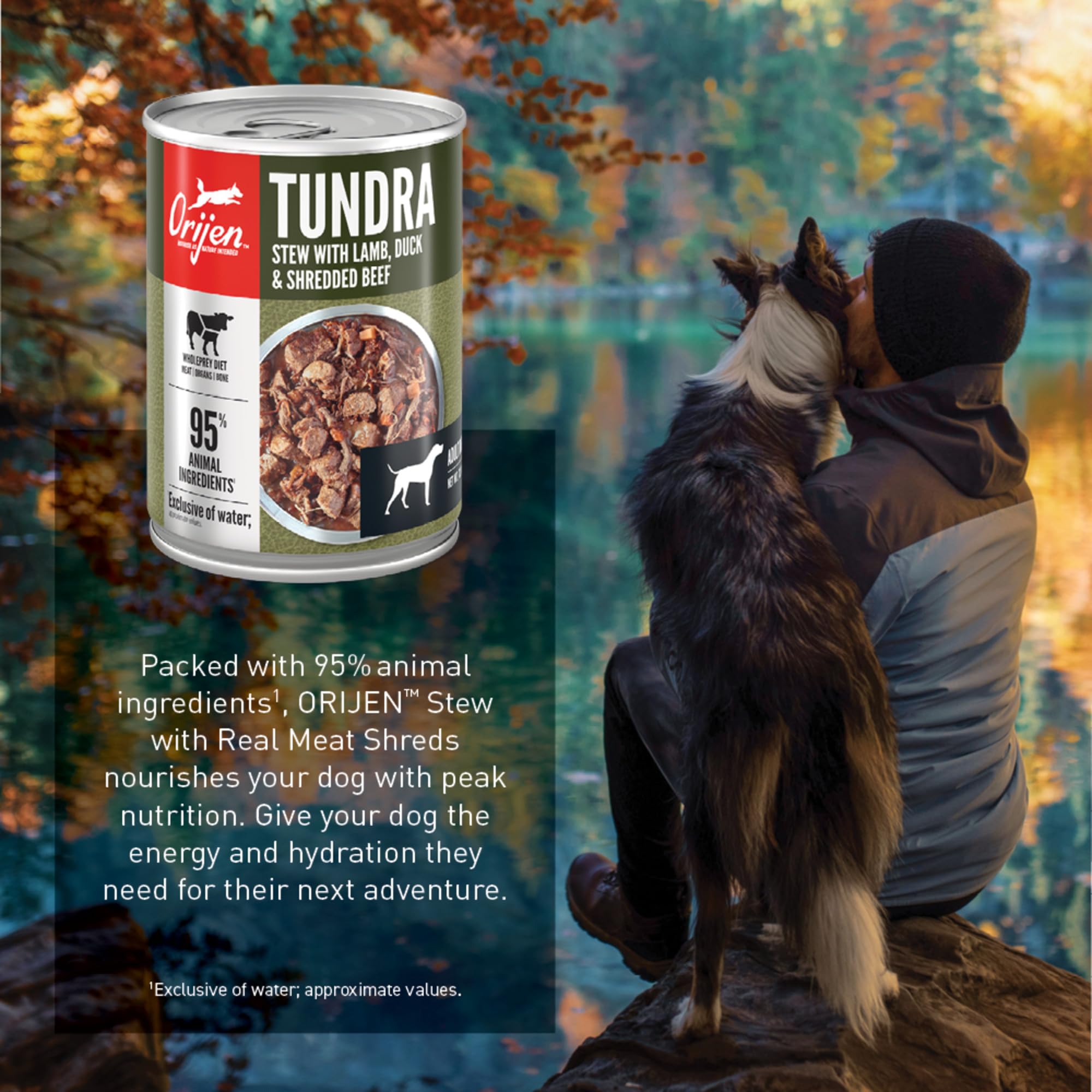 ORIJEN Real Meat Shreds Tundra Stew listo para servir en cualquier comida.