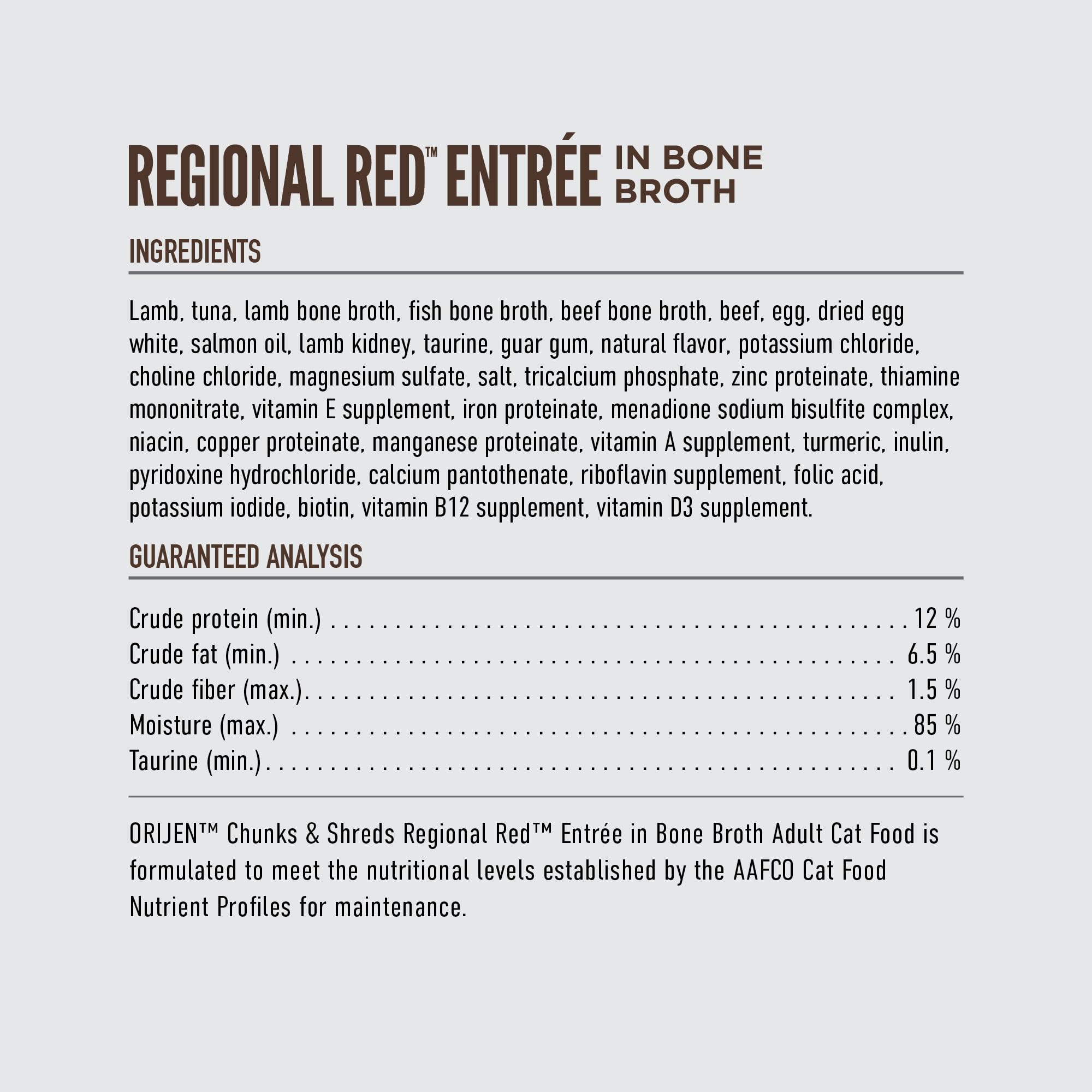 ORIJEN Regional Red Entrée: ingredientes animales completos para variedad proteica.