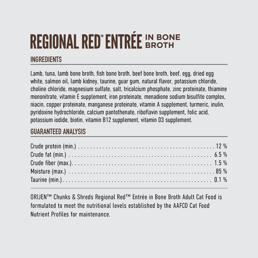 ORIJEN Regional Red Entrée: ingredientes animales completos para variedad proteica.