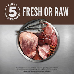 ORIJEN Regional Red, ingredientes de presa entera con órganos y huesos.