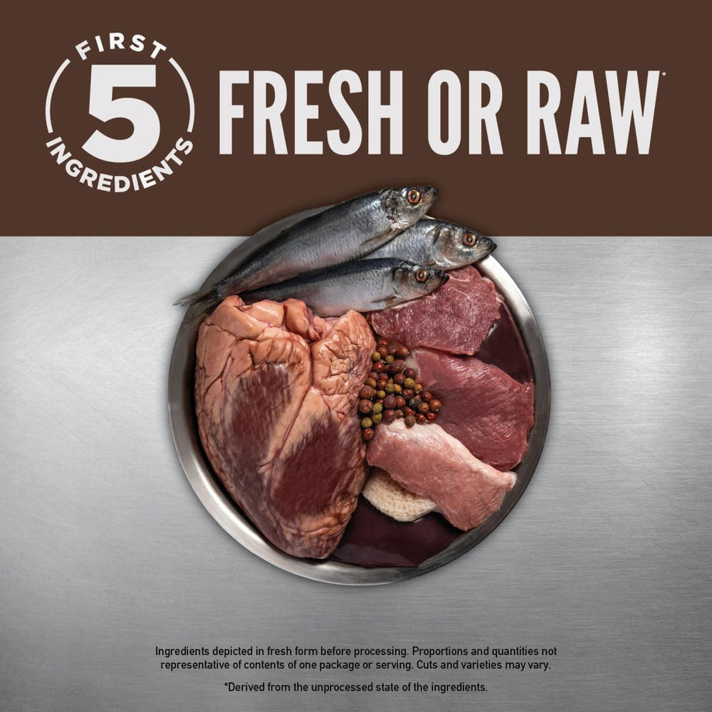 ORIJEN Regional Red, primeros cinco ingredientes: res fresca, jabalí, cordero, cerdo e hígado