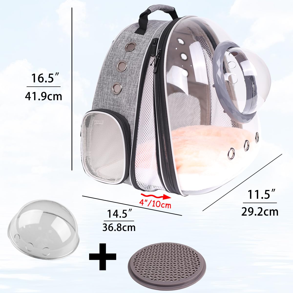 ORIZZP Mochila con ventana burbuja clara para observar la mascota.