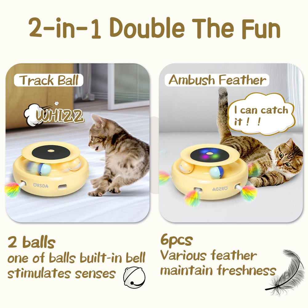 ORSDA Bolas interactivas para gatos con plumas multicolores para estimular la curiosidad