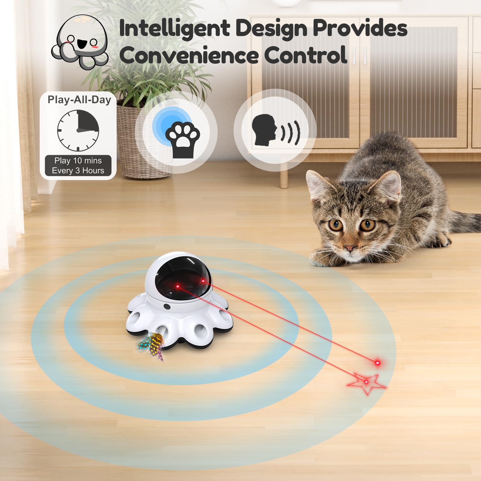 ORSDA control por voz y tacto, juego autónomo para gatos.