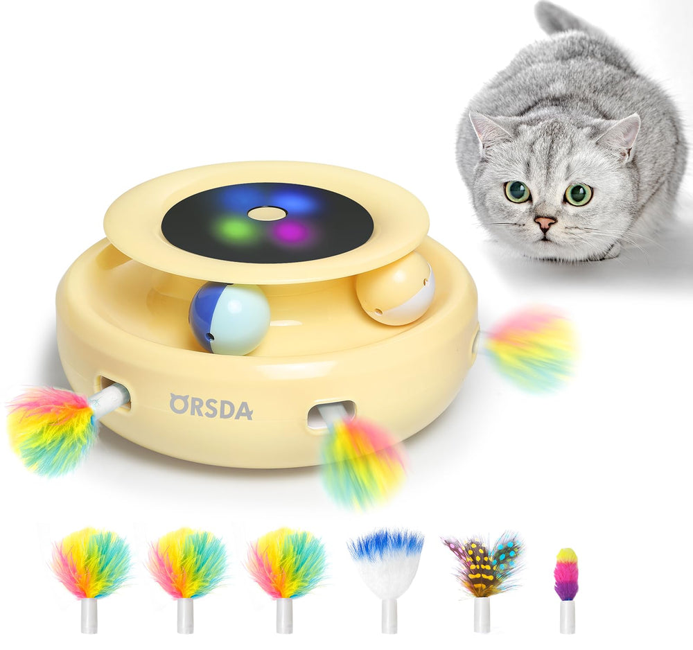 ORSDA Juguete interactivo 2 en 1 para gatos: bolas y plumas para juego autónomo