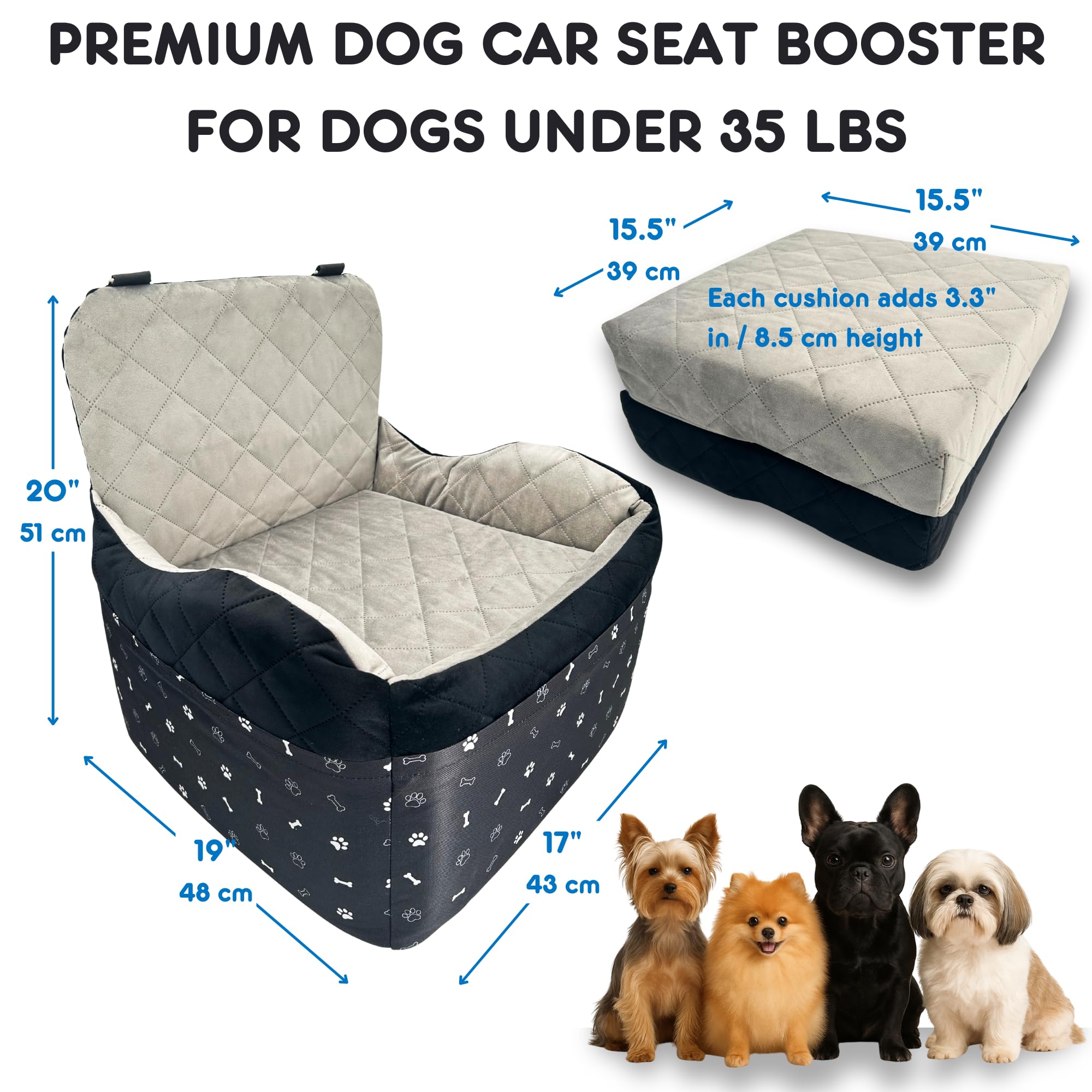 OtterPets asiento para coche permite uso en delantero o trasero del vehículo.