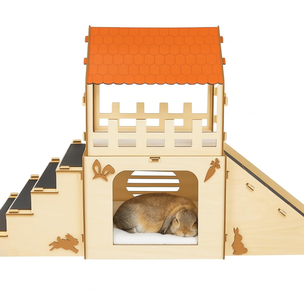 OtterPets: casa conejo con estructura exterior duradera para interior