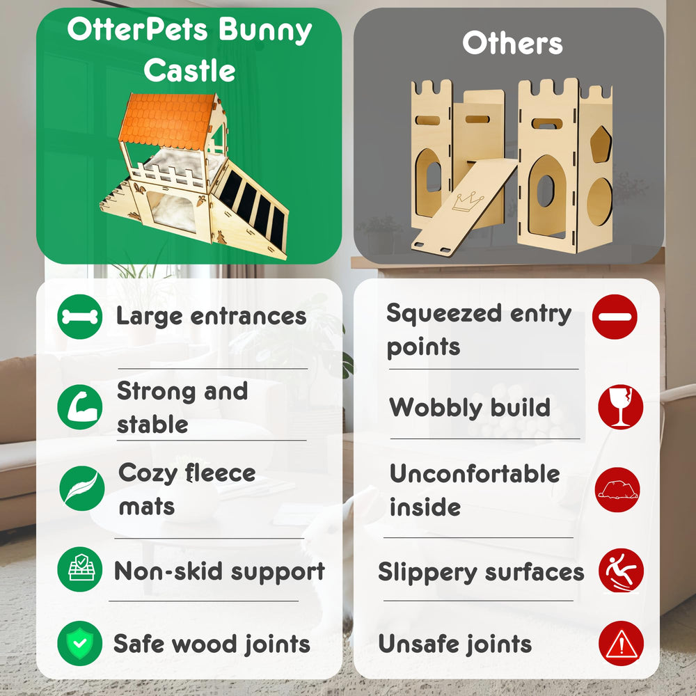 OtterPets: casa conejo interior de madera, diseño estable