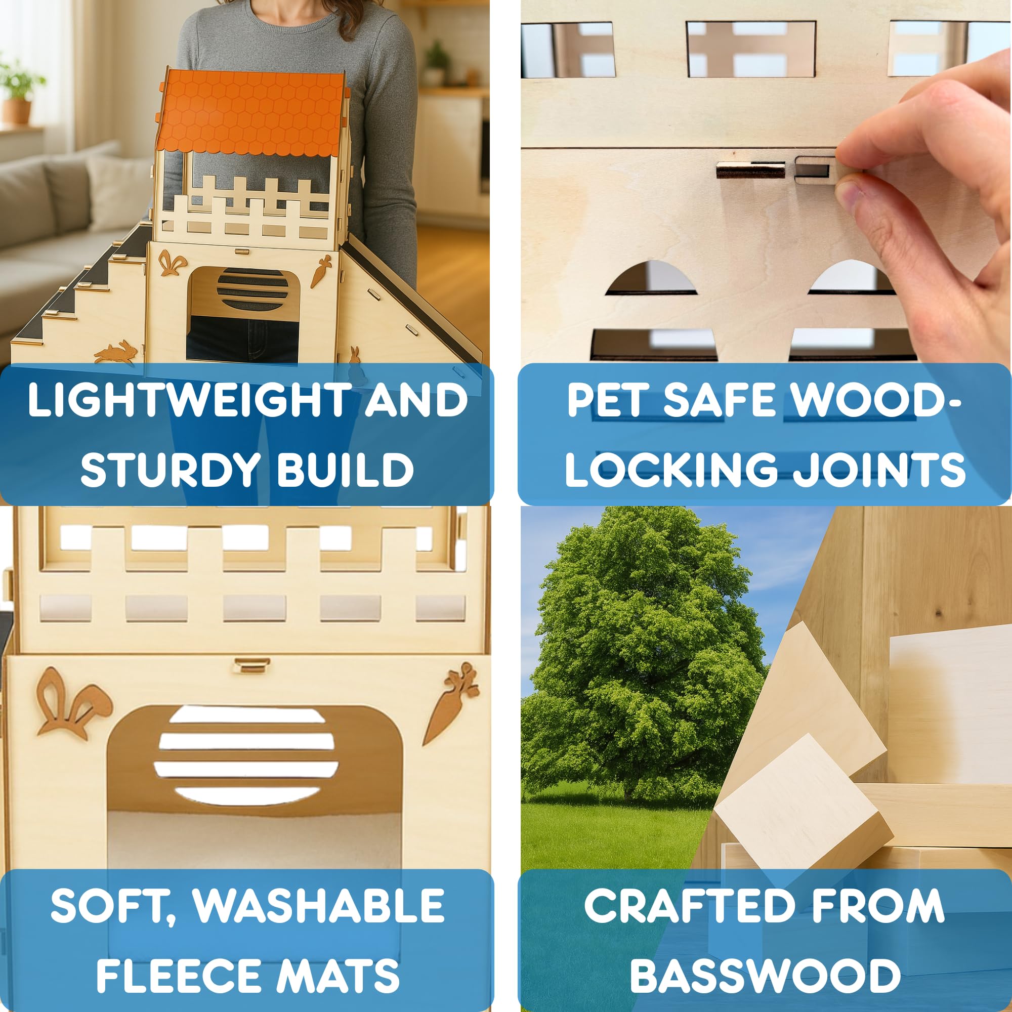 OtterPets: habitaciones forradas para conejo, refugios suaves