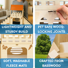 OtterPets: habitaciones forradas para conejo, refugios suaves