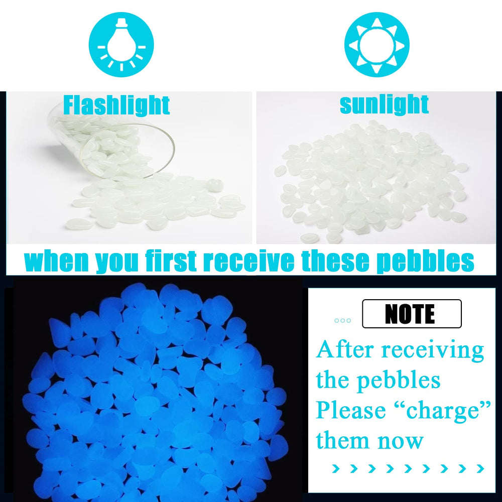Oubest piedras fluorescentes para jardín exterior, decoran con luz suave