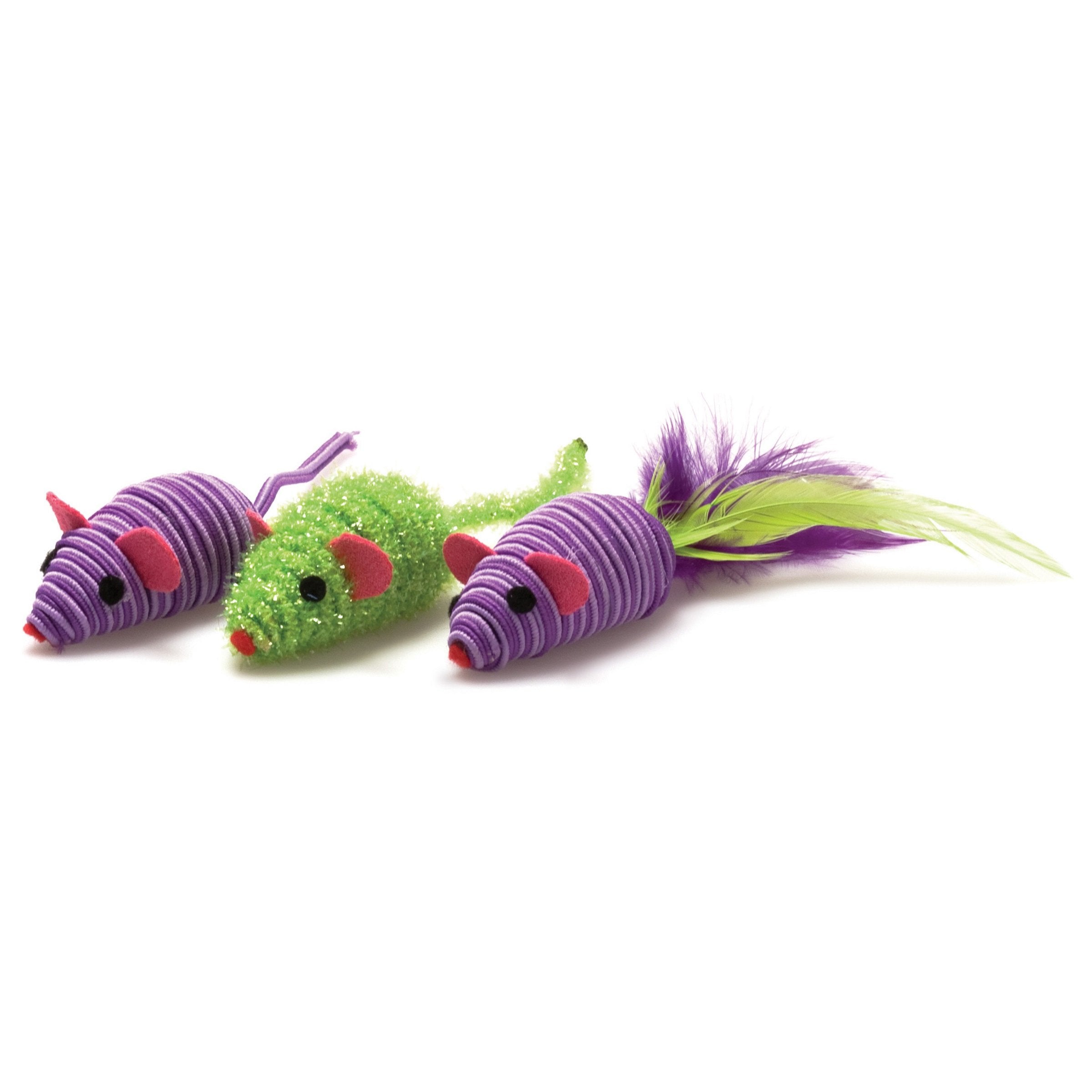 Our Pets tres ratones enredados con hierba gatera, ideal para juego activo en interiores