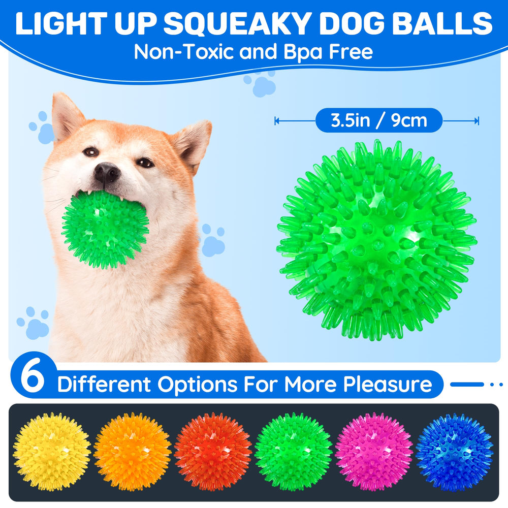 Pelota espinosa de Ousiya iluminada en azul, fácil de ubicar en oscuridad.