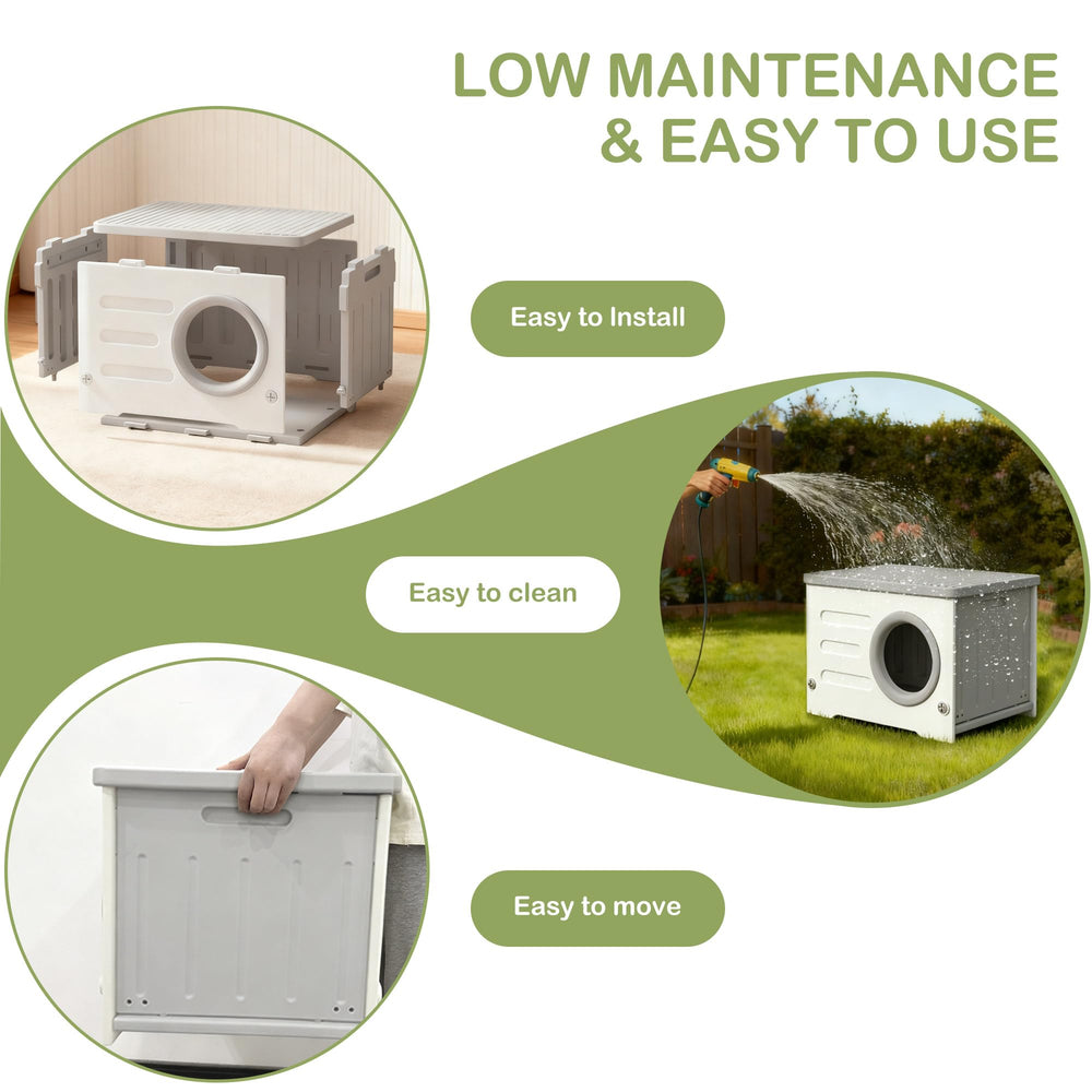 Casa exterior para gatos HDPE construcción resistente: soporta climas al aire libre.