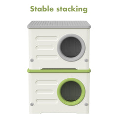 Casa exterior para gatos HDPE diseño apilable: ideal para hogares con varios felinos.