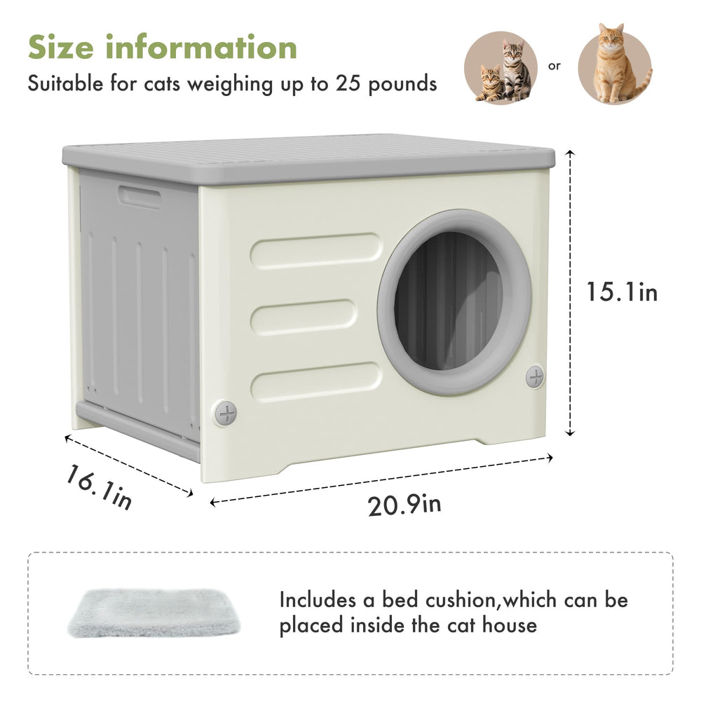 Casa exterior para gatos HDPE uso multi-gatos: ideal para refugios y patios.