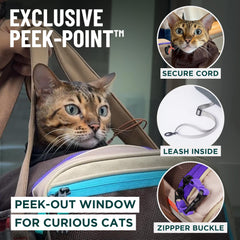 OutdoorBengal Zeppelin transportín gato crema, medidas 18x11x11, apto para dos mascotas pequeñas.