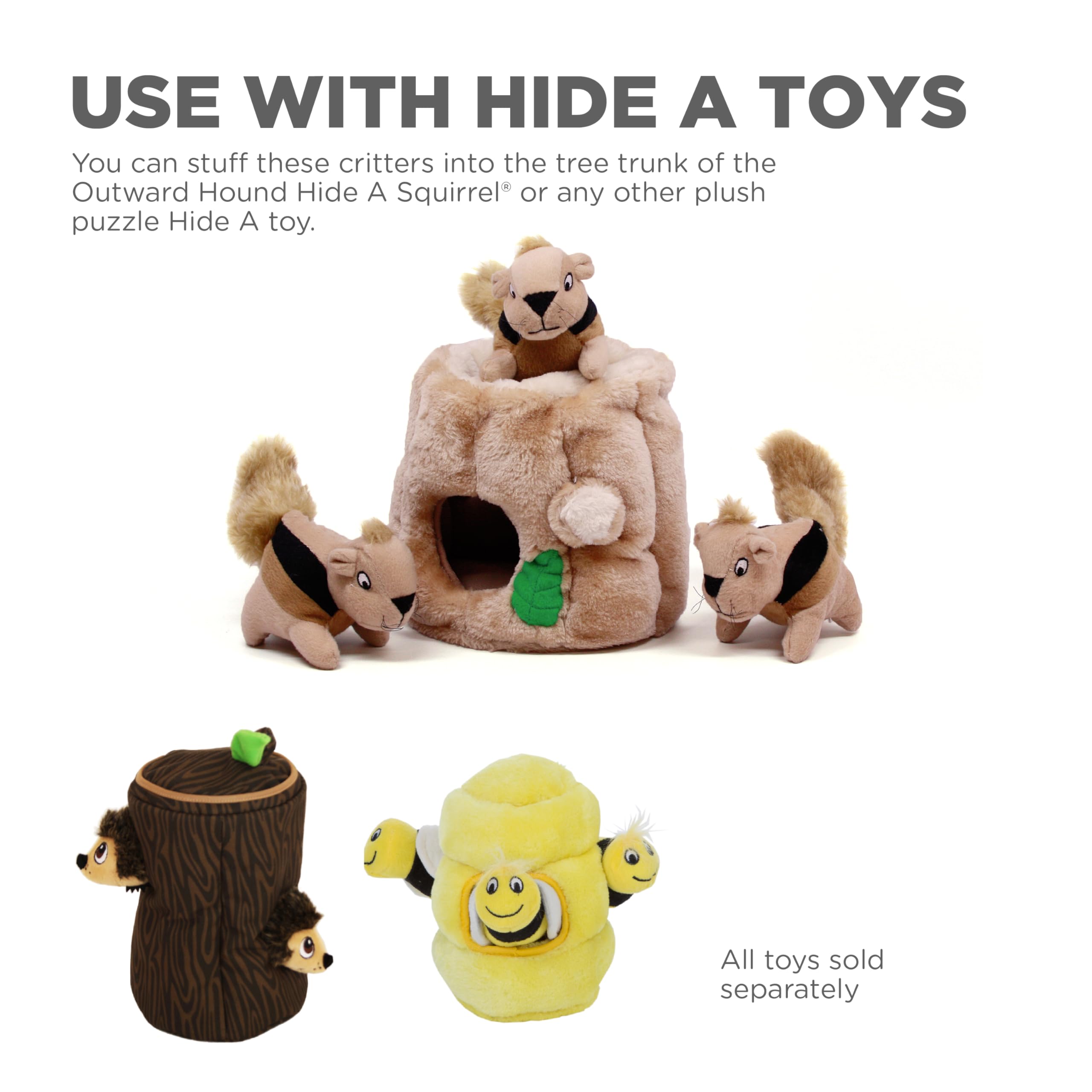 Ardilla peluche Outward Hound, compatible con bola rompecabezas para juego seguro