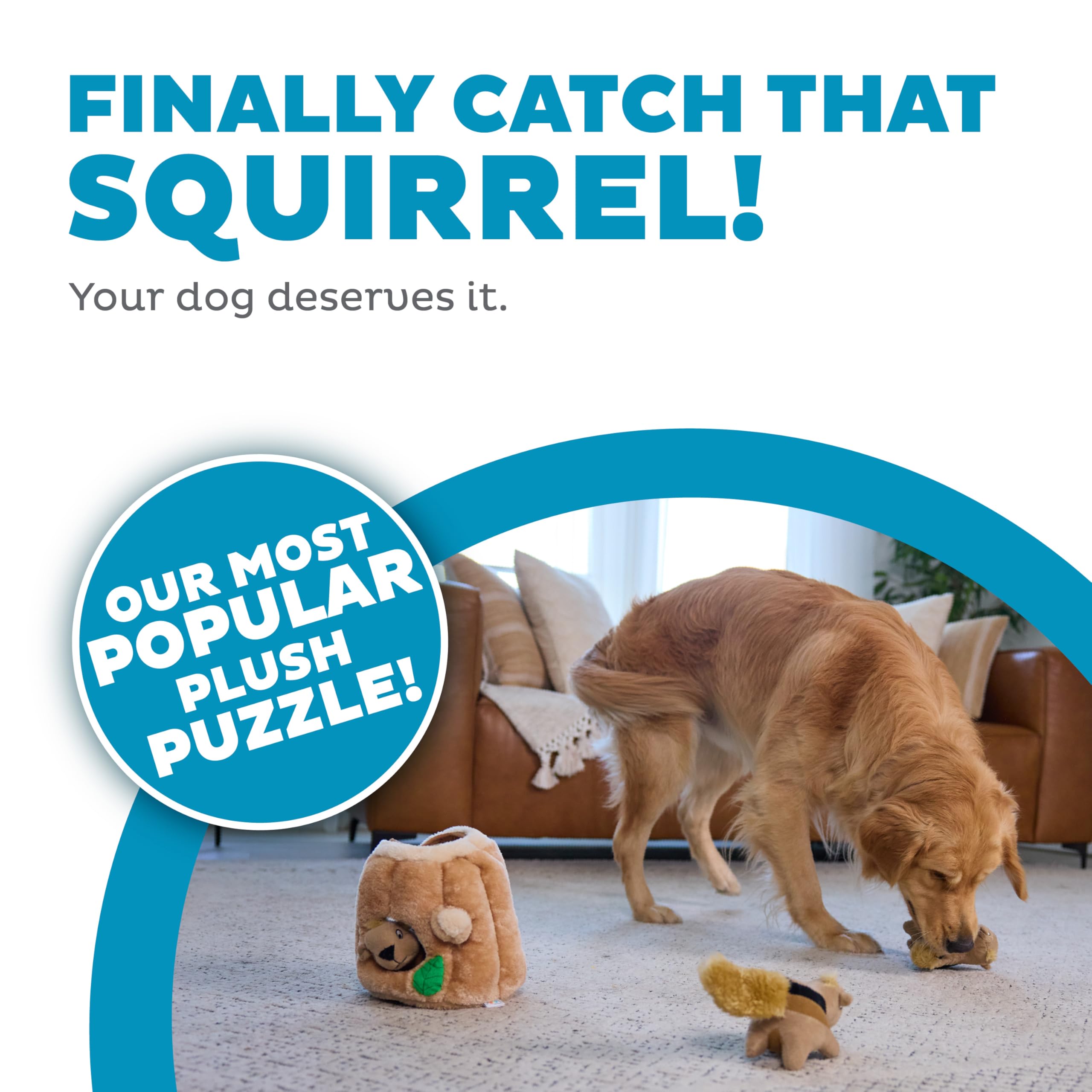 Outward Hound Hide-A-Squirrel con tres ardillas removibles que hacen ruido para buscar.