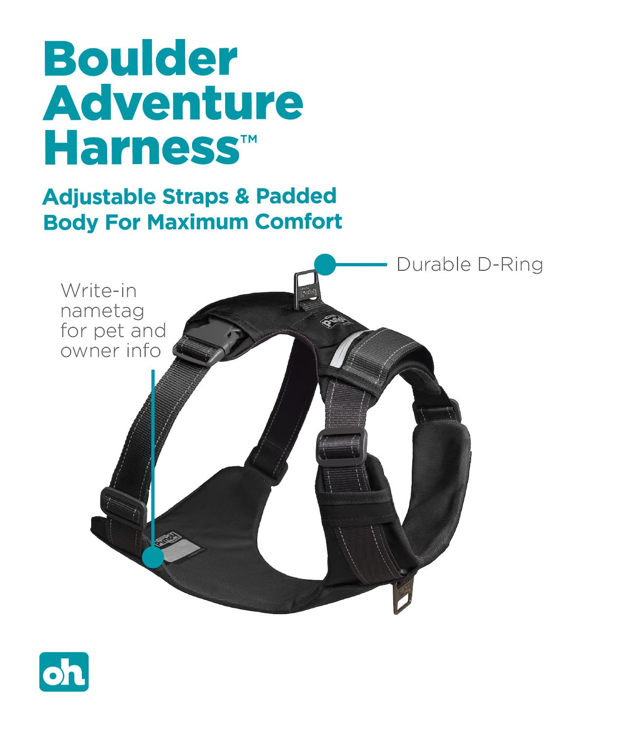 Outward Hound Boulder arnés con dos bolsillos y cremalleras para llaves y premios.