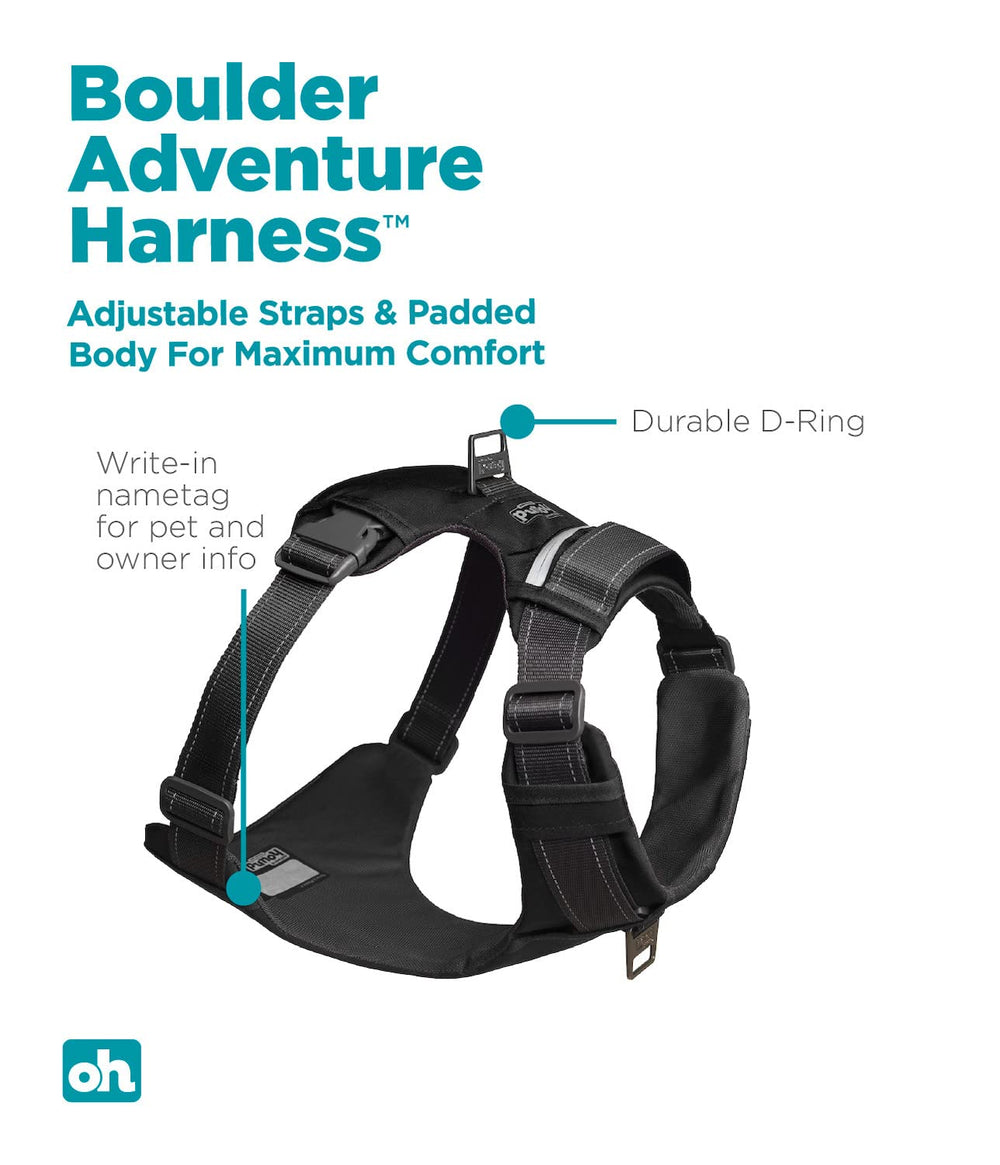 Outward Hound Boulder arnés con dos bolsillos y cremalleras para llaves y premios.