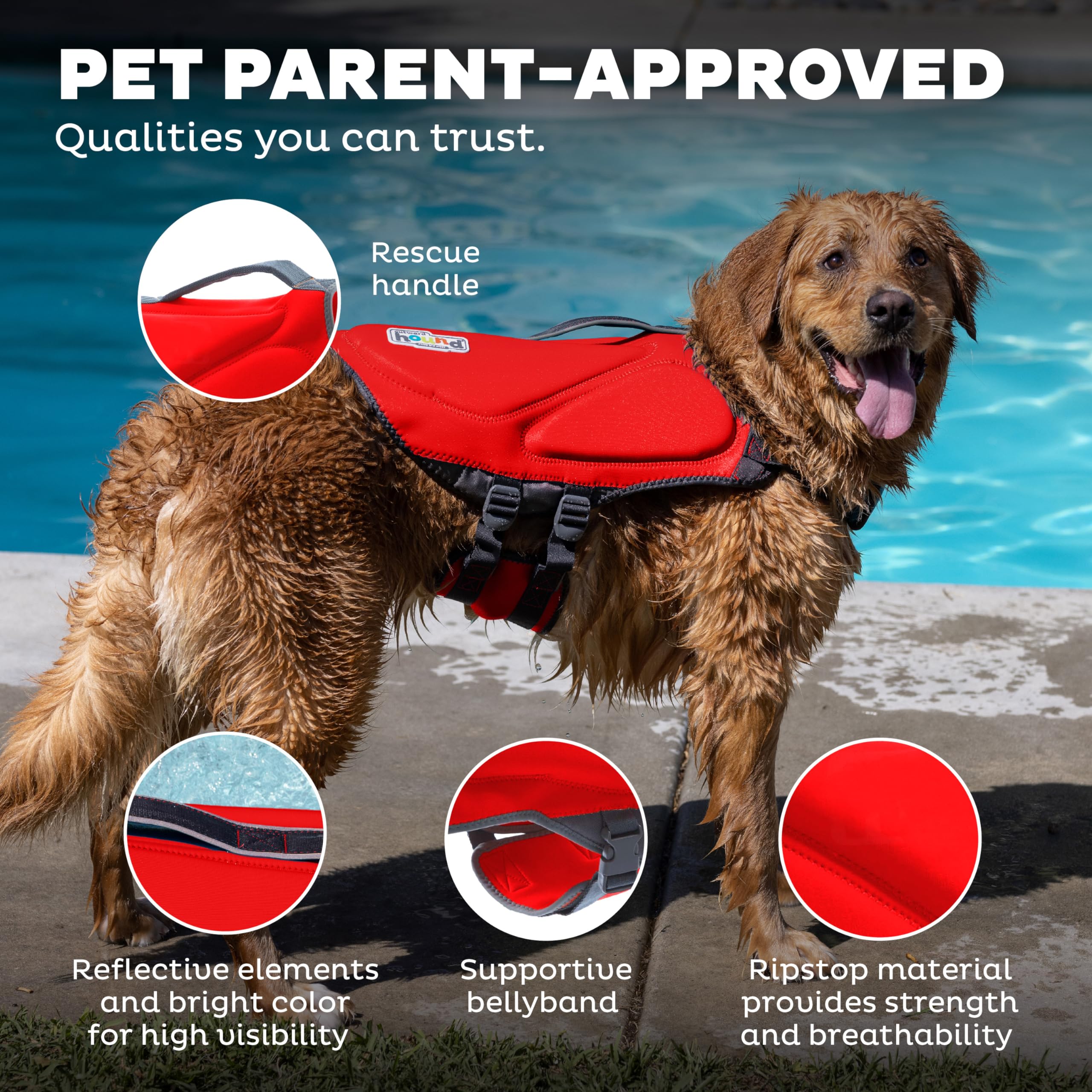 Outward Hound Dawson salvavidas rojo alta visibilidad para aguas abiertas