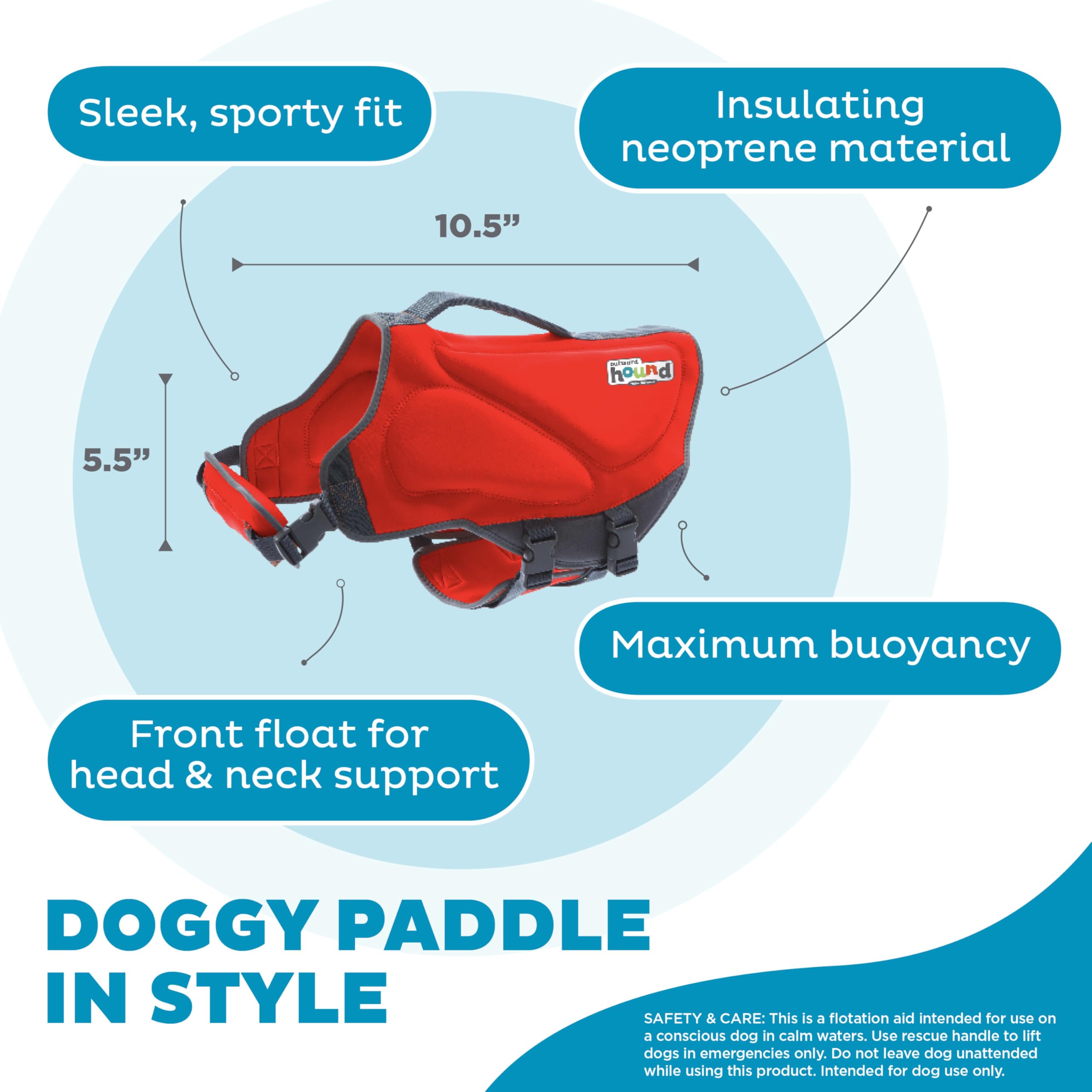 Outward Hound Dawson salvavidas rojo con correas ajustables para ajuste seguro