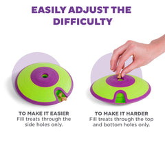 Outward Hound Dog Treat Maze ajuste de dificultad para el reto.