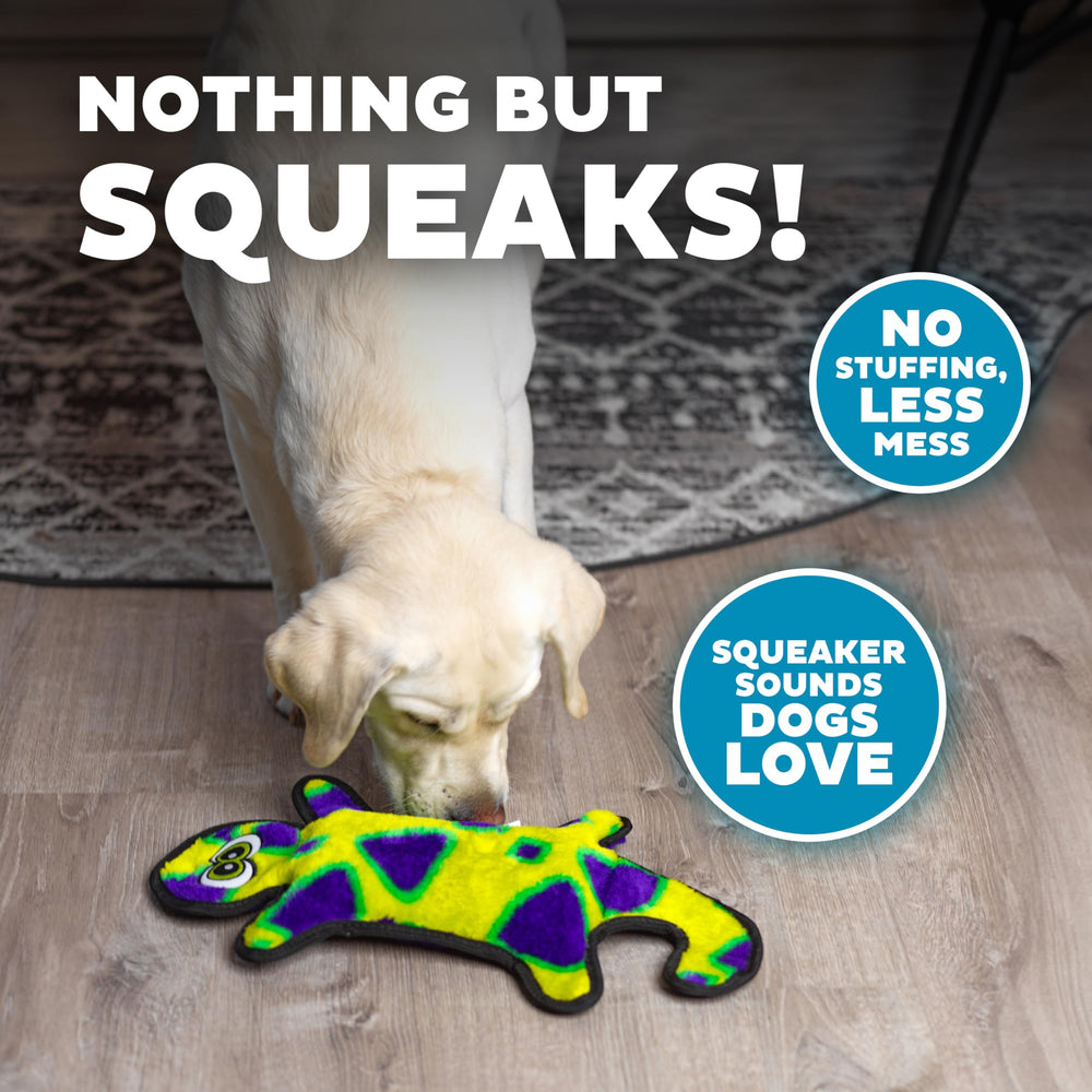 Outward Hound Durablez Gecko: chirridos grandes que capturan la atención durante el juego activo.
