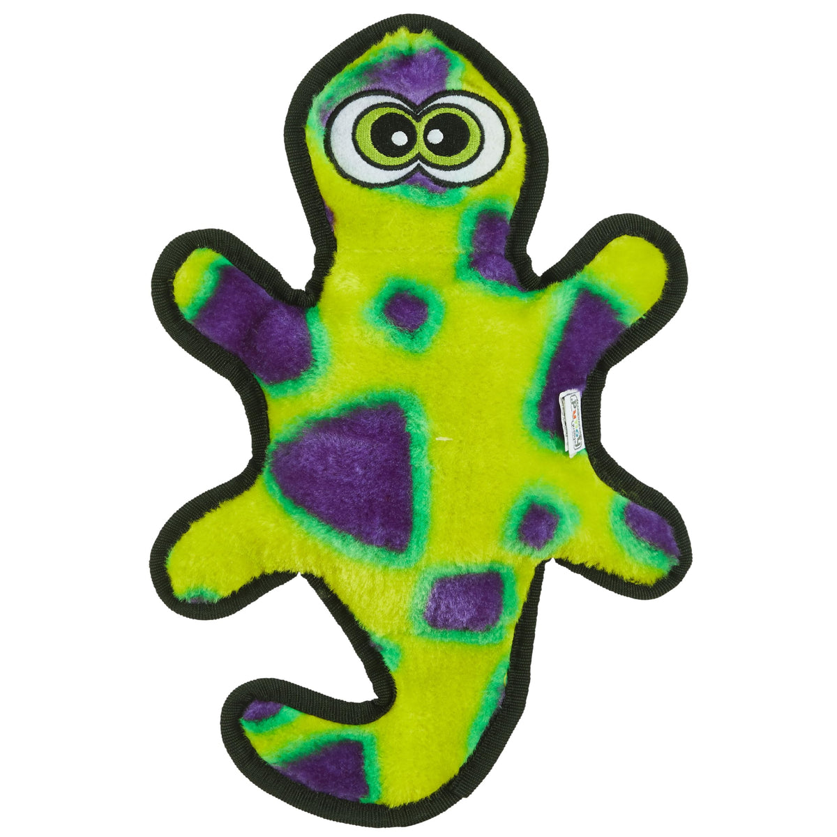 Outward Hound Durablez Gecko, peluche interactivo con chirrido para perros multicolor, ideal para juego.