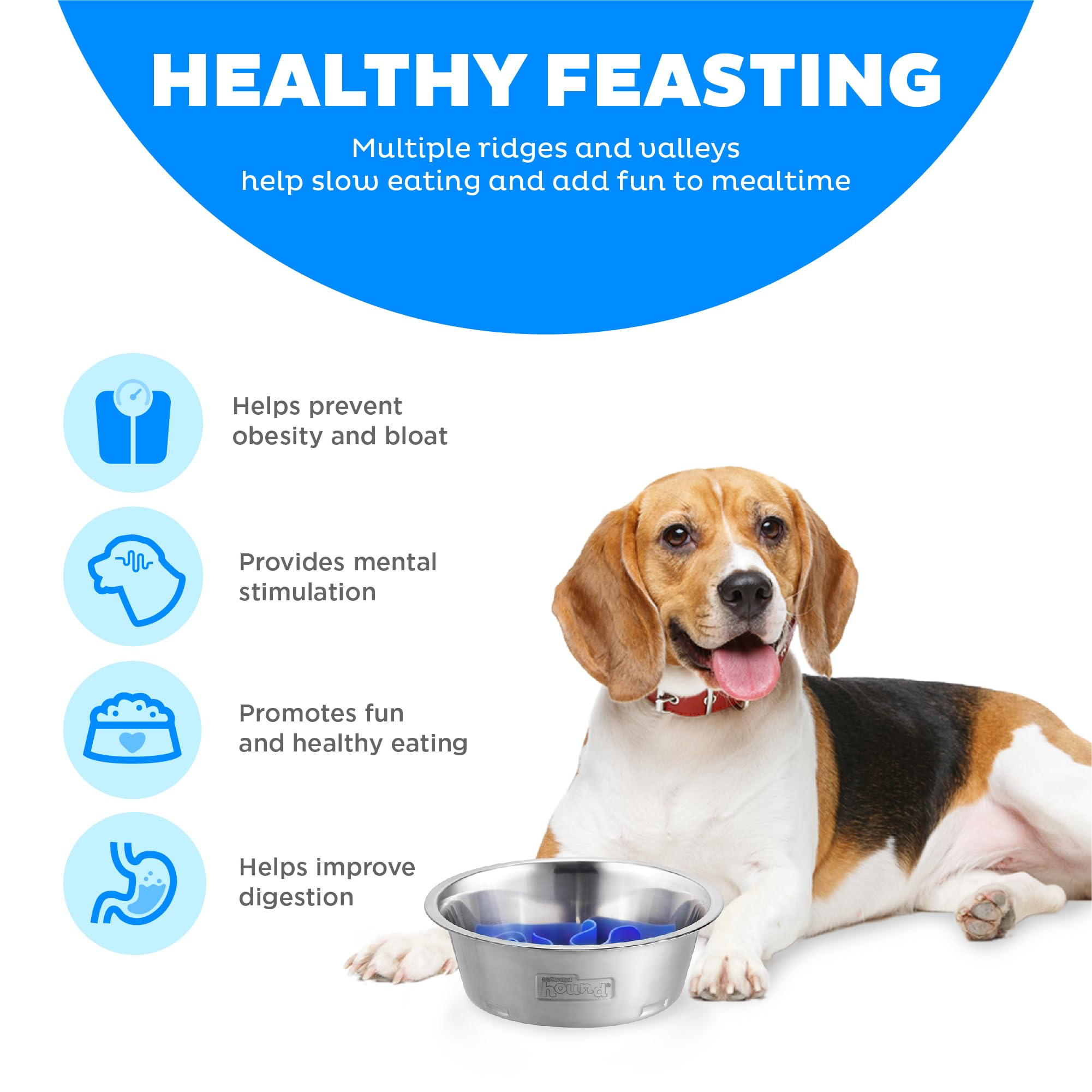 Base antideslizante del bol Outward Hound Fun Feeder evita deslizamientos.