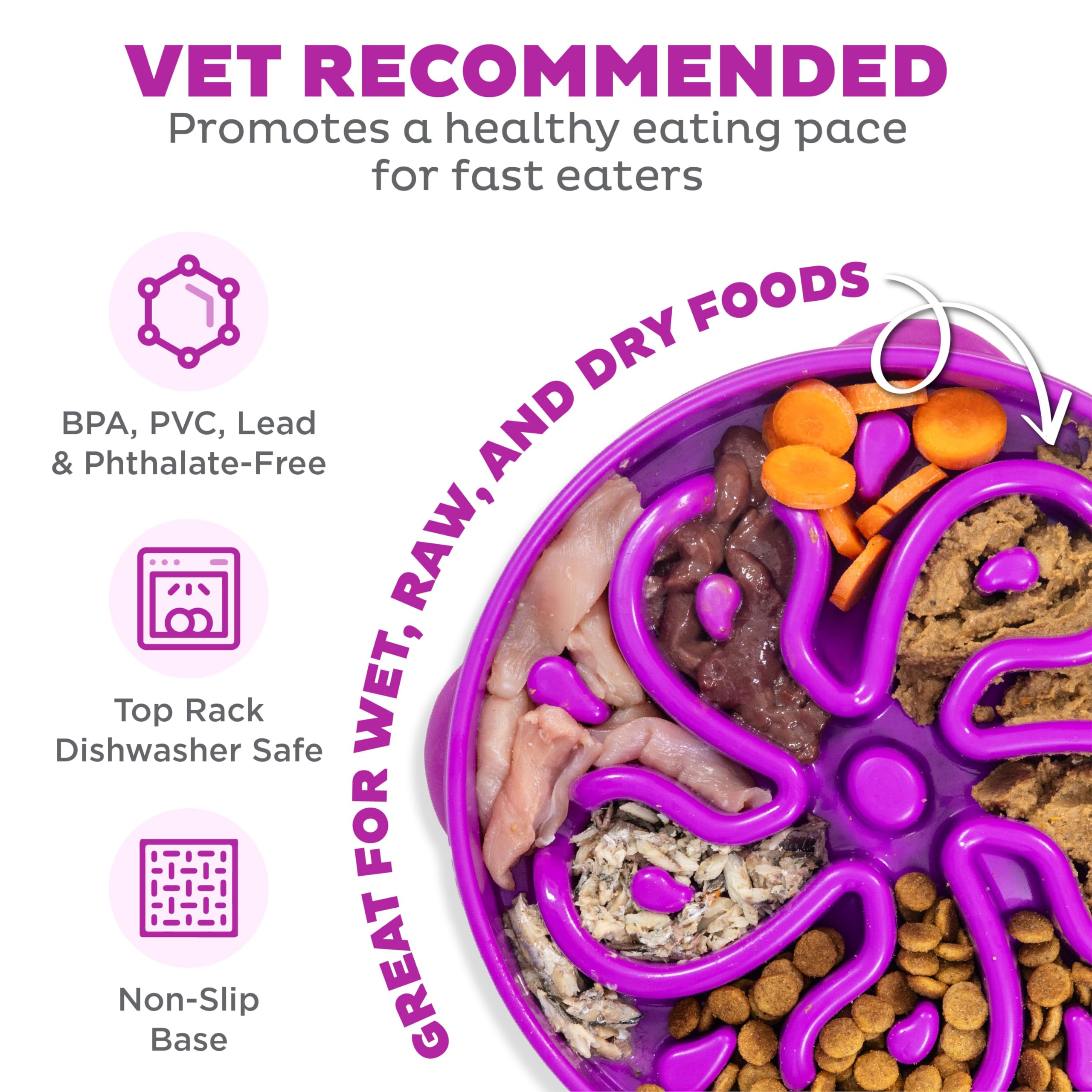 Outward Hound Fun Alimentador Slo Bowl, base antideslizante para evitar derrames.