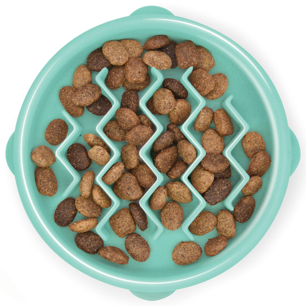 Outward Hound Fun Feeder Slo Bowl menta, ritmo de comida pausado para razas pequeñas.