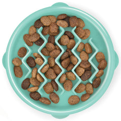 Outward Hound Fun Feeder Slo Bowl menta, ritmo de comida pausado para razas pequeñas.