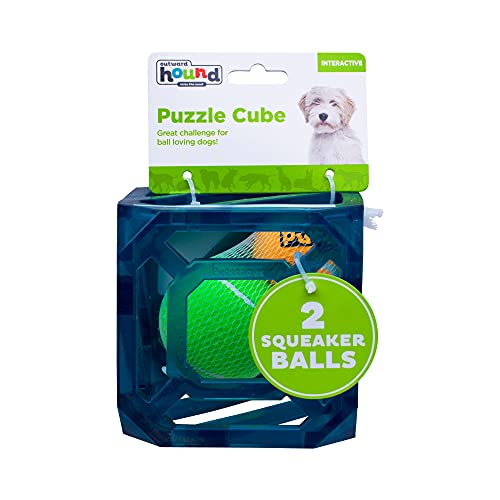 Outward Hound Puzzle Cube: bolas tenis roncas para diversión auditiva y desafíos mentales.