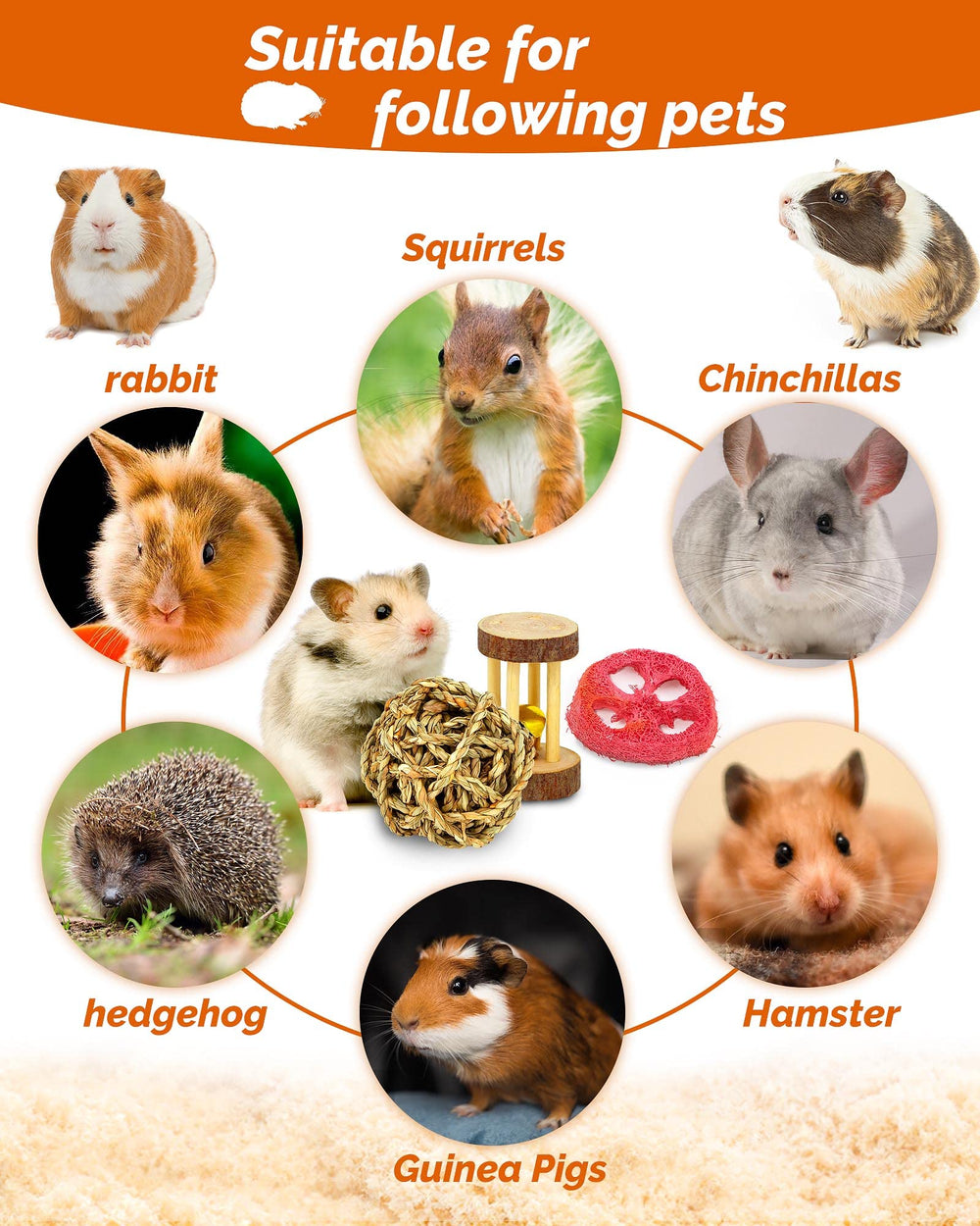 OVERTANG bola de ratán para hámster y cobaya, fomenta juego y exploración