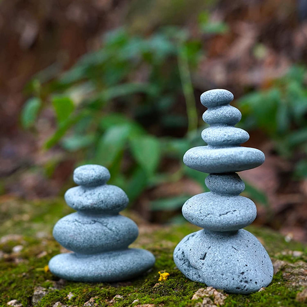OwMell Decoración lago con piedras zen, enfoque micro paisaje para acuarios.