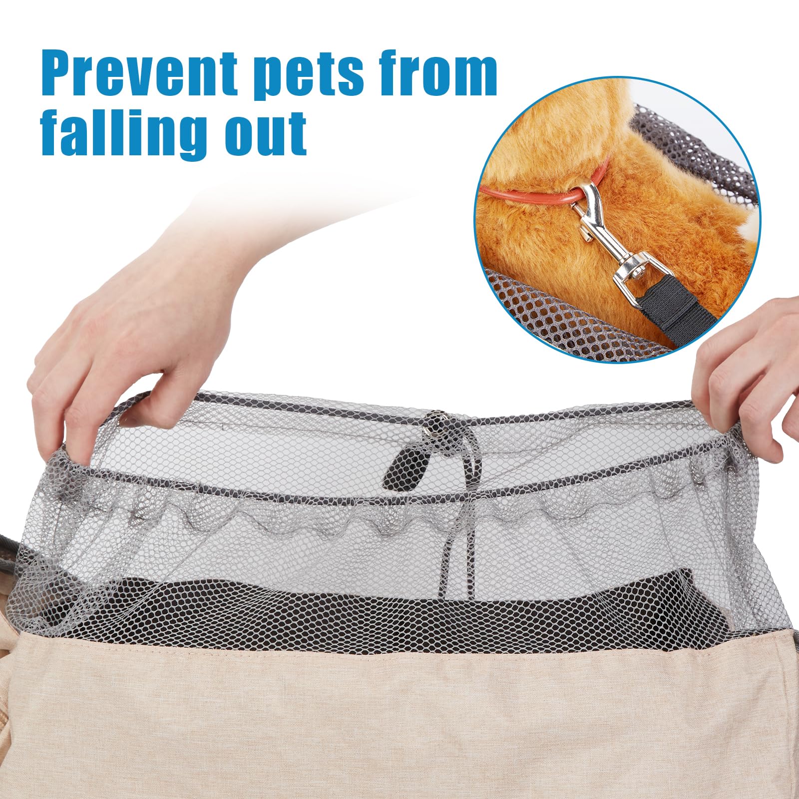 Ownpets sling beige; bolsillo práctico para llaves y snacks.