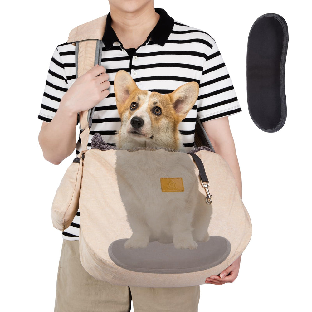 Ownpets sling beige; tejido Oxford resistente al agua para uso diario.