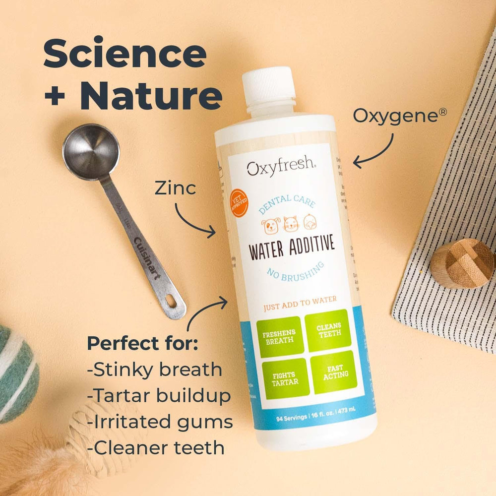 Oxyfresh sin olor ni sabor: aceptado por perros y gatos sensibles.
